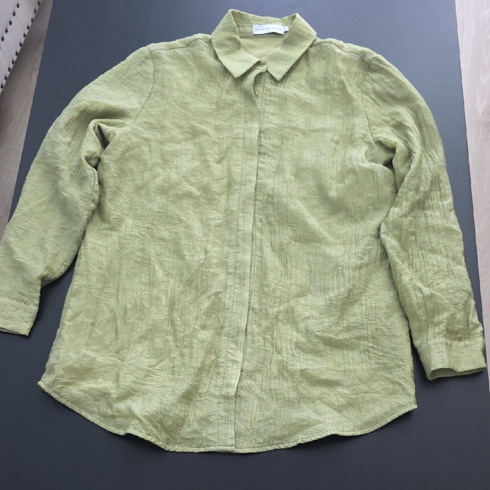 Hanan Textured Button Down Top & Wide Leg Pants - Cypress Green - Picture 7 of 10
